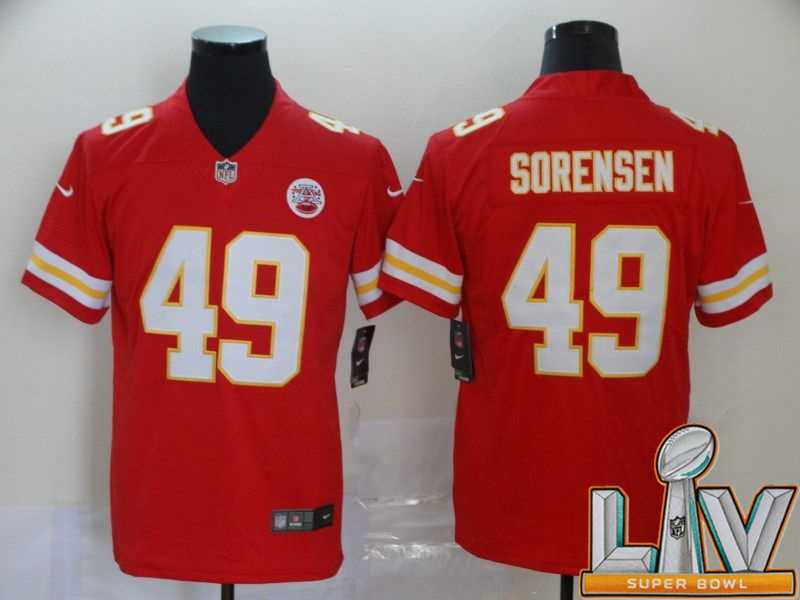 Super Bowl LV 2021 Men Kansas City Chiefs 49 Sorensen Red Nike Vapor Untouchable Limited NFL Jersey